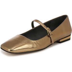 Franco Sarto Womens Bronze Metallic Faux Leather Tinsley Mary Jane Ballet Flats